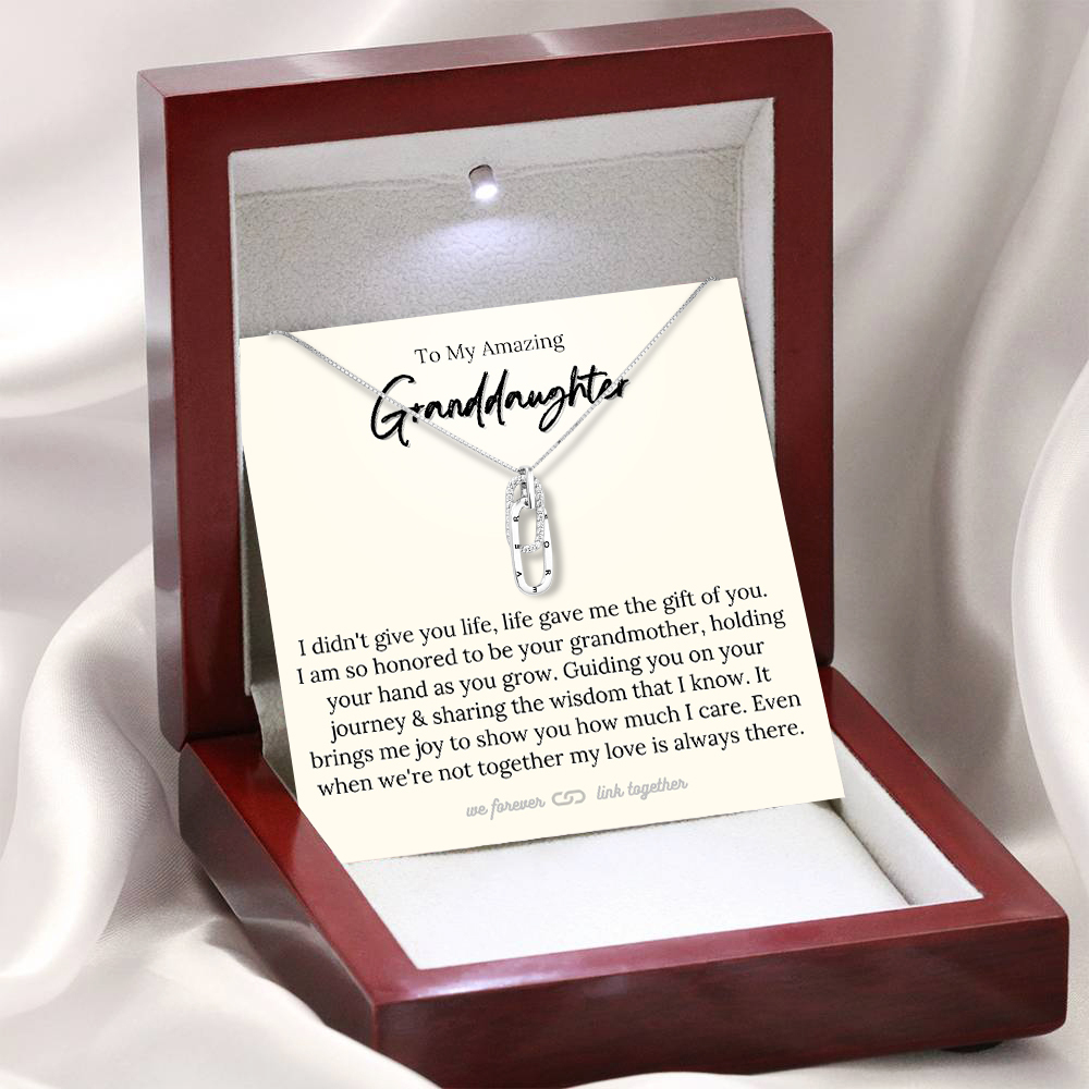 To My Granddaughter Forever Linked Together Necklace in Silver Gift Set-Jessemade AU