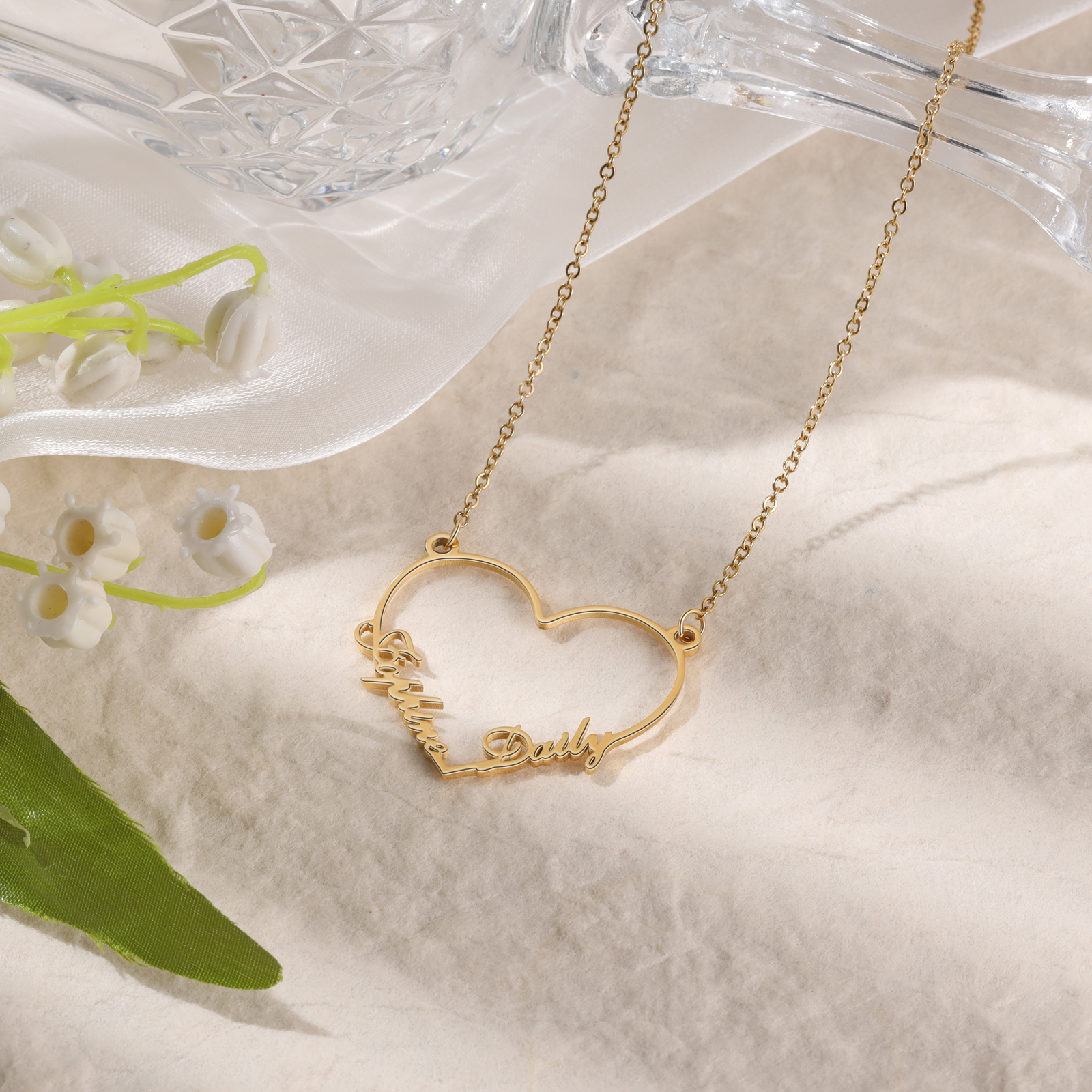 Personalised Heart Necklace Custom 1 Name Necklace Classic Jewelry Gift For Her-Jessemade AU