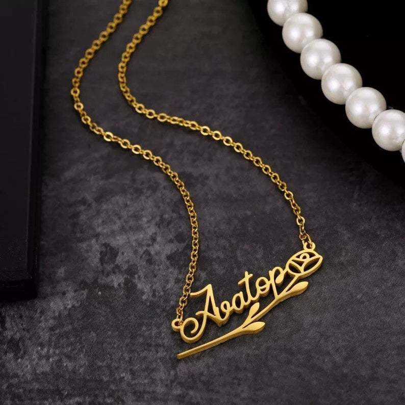 Personalised Flower Necklace Custom 1 Name Necklace Gift For Women-Jessemade AU