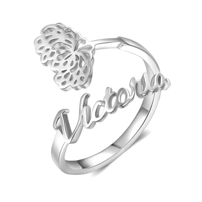 Personalised November Birth Flower Ring With Name Gifts For Her-Jessemade AU