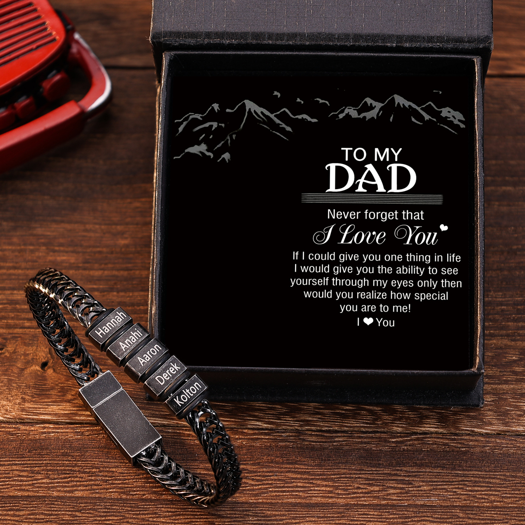 5 Names - Men's Vintage Bracelet Customised Name Stainless Steel Bracelet Personalised Gift for Dad-Jessemade AU