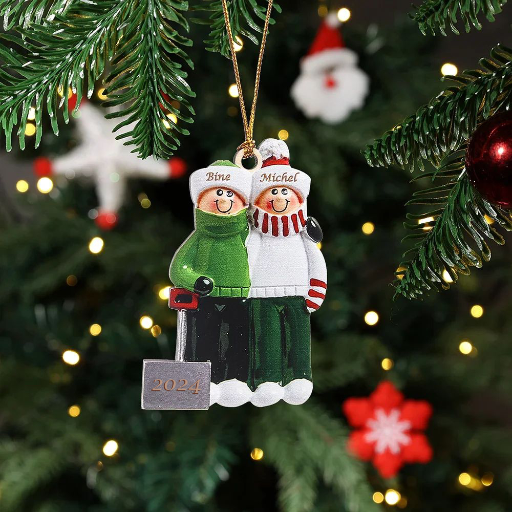 2 Names - Personalised Christmas Tree Ornaments Wooden Christmas Decor with Name Gifts for Family Friends-Jessemade AU