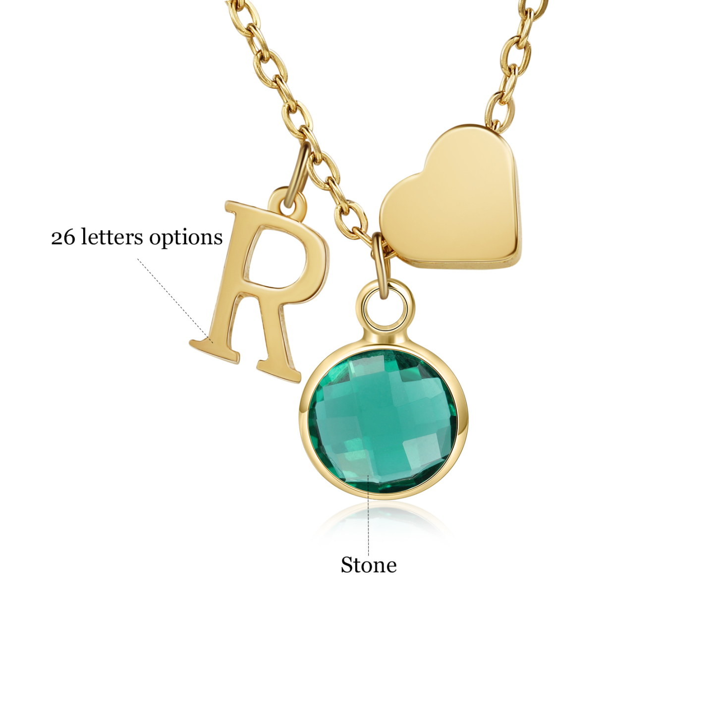 Back To School Personalised Heart Necklace Custom Birthstone and Initial Necklace-Jessemade AU