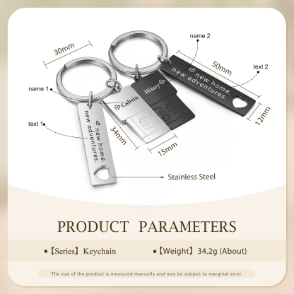 Personalised New Home Keychain Customised 2 Names & Texts Keyring Matching Gifts for Couples-Jessemade AU