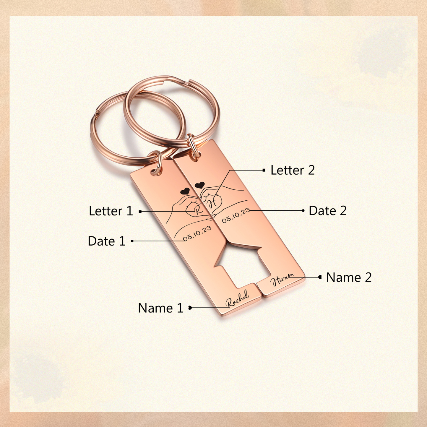 To My Man/Woman Keyring Custom 2 Letters & 2 Dates & 2 Names Couple Keychain Valentine's Day Gift for Couples-Jessemade AU