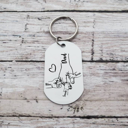 3 Names - Personalised Name Keychain Holding Hands Keychain Father's Day Gifts For Dad-Jessemade AU