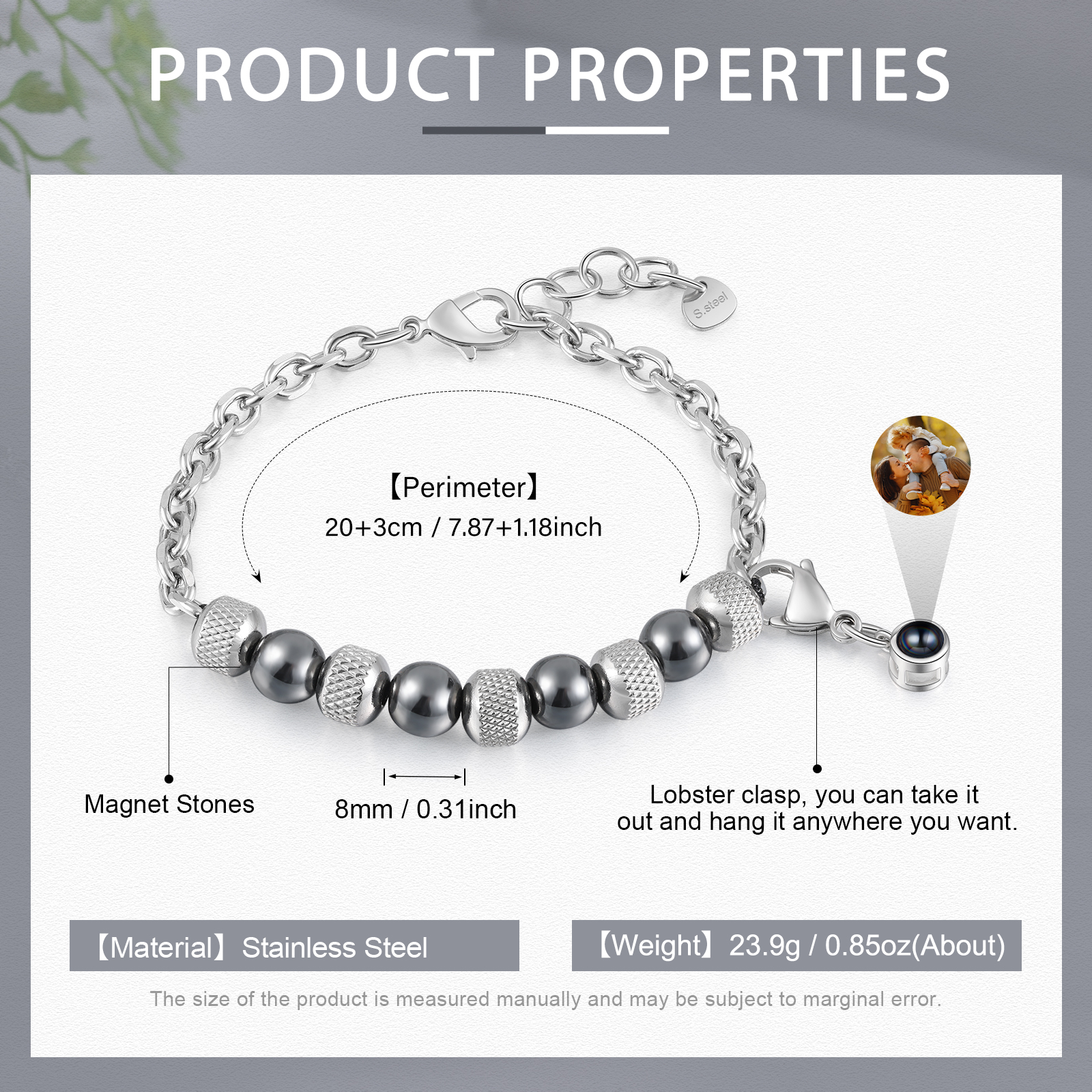 Personalised Projection Bracelet Custom Photo Bracelets Stainless Steel Adjustable Bracelet Creative Gift for Women/Girls-Jessemade AU