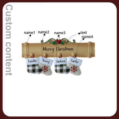 4 Names - Personalised Christmas Stockings Ornaments Customised Name & Text Christmas Decor Wooden Gifts for Family Friends-Jessemade AU