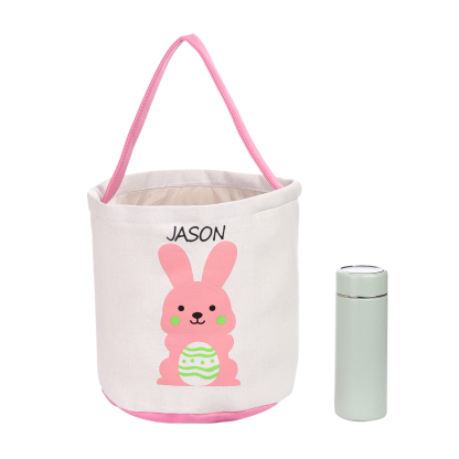 Personalised Bunny Tote Bag Custom Name Bunny Bucket Bag Easter Gifts-Jessemade AU