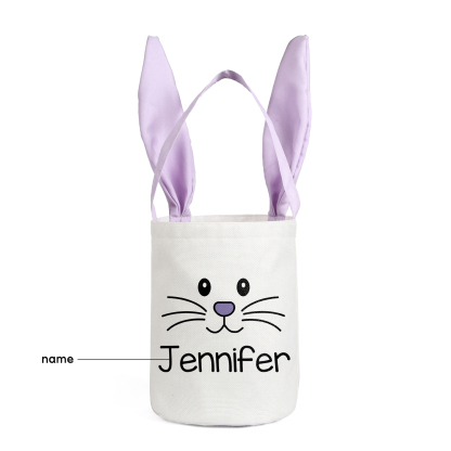 Easter Bunny Tote Bag Personalised Name Bucket Bag Bunny Basket Gifts For Kids-Jessemade AU