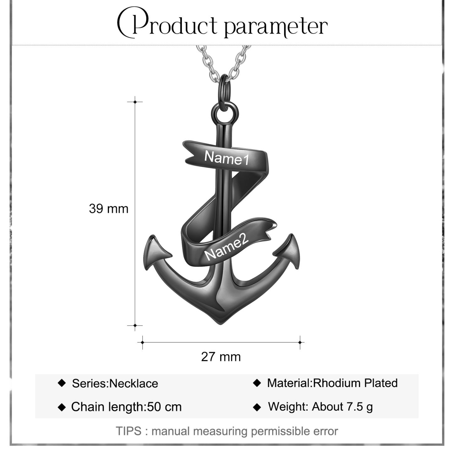 Personalised Pirate Ship Anchor Necklace Engrave 2 Names Necklace For Dad-Jessemade AU