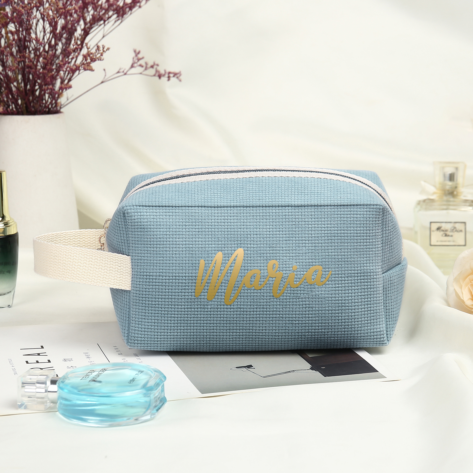 Personalised Name Cosmetic Bag Custom Makeup Bag Zipper Storage Bag Gifts for Ladies Girls-Jessemade AU