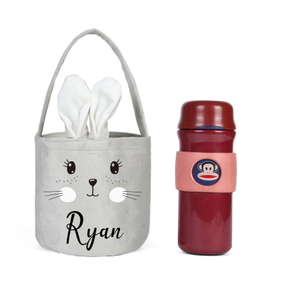 Personalised Bunny Tote Bag Custom Name Bucket Bag Bunny Basket Easter Gifts-Jessemade AU