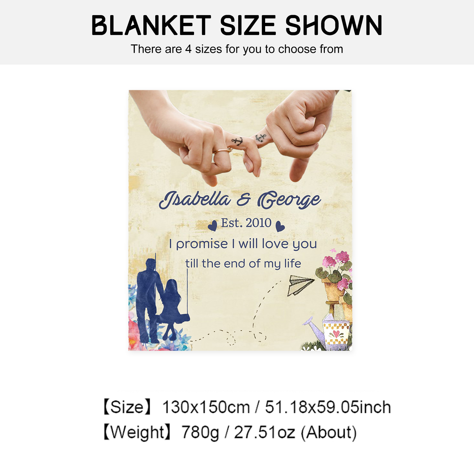 Personalised Couple Blanket Finger Gesture Promise Blanket-Jessemade AU