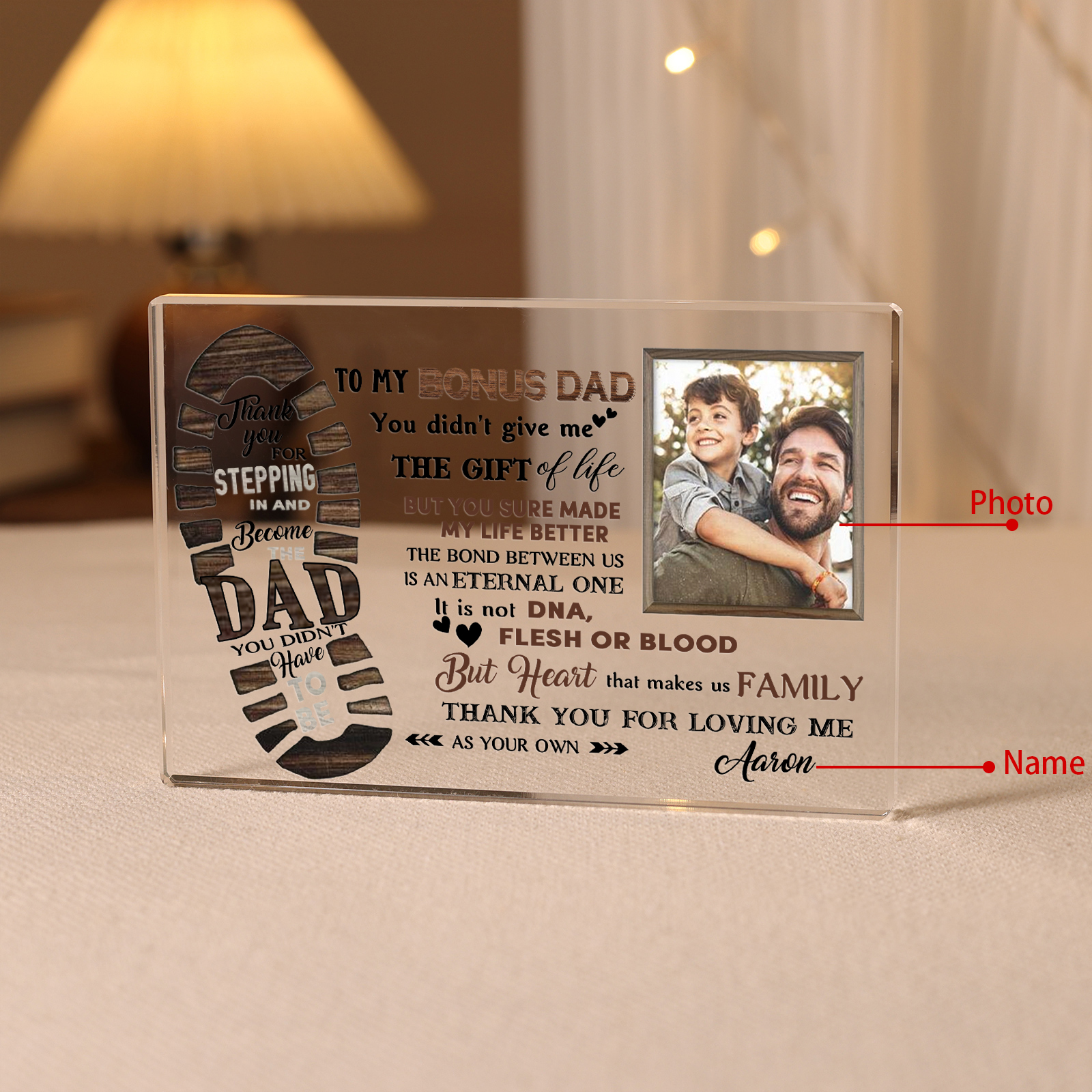 To My Dad Acrylic Rectangle Keepsake Personalised Photo & Name  Acrylic Plaque Father's Day Gifts-Jessemade AU