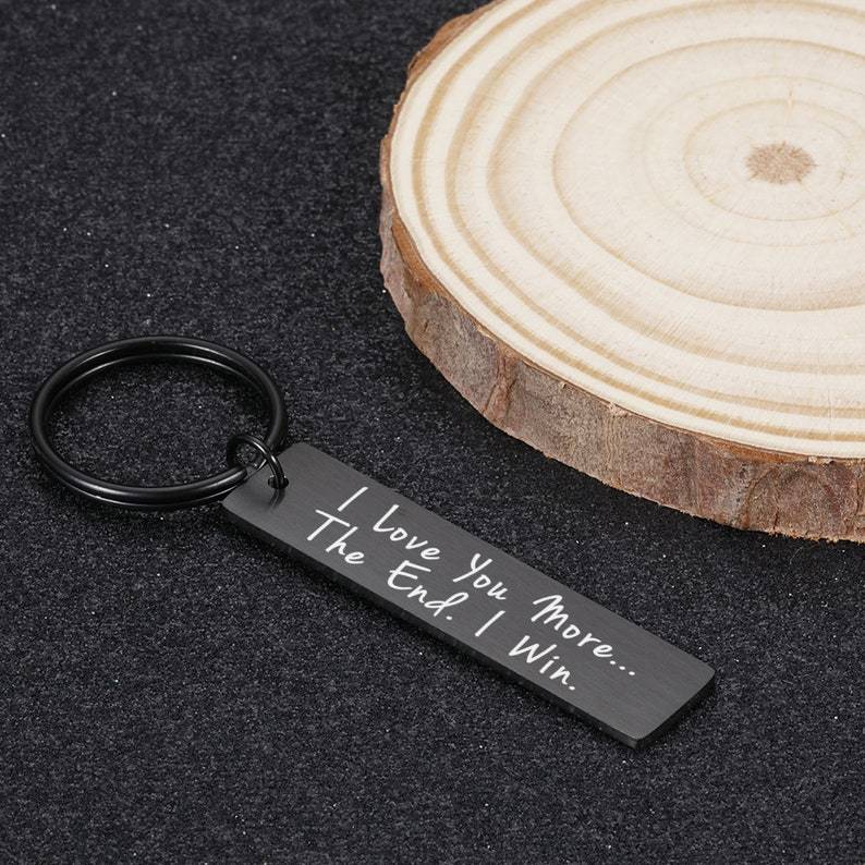 I Love You More The End I Win Black Keychain for Couple-Jessemade AU