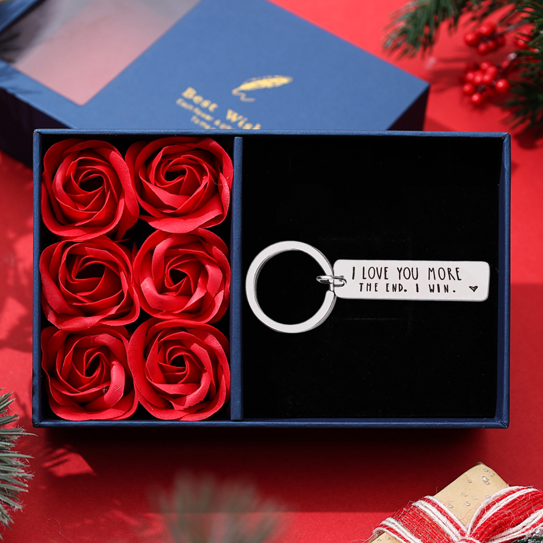 Funny Keychain for Couple "I Love You More The End I Win"-Jessemade AU