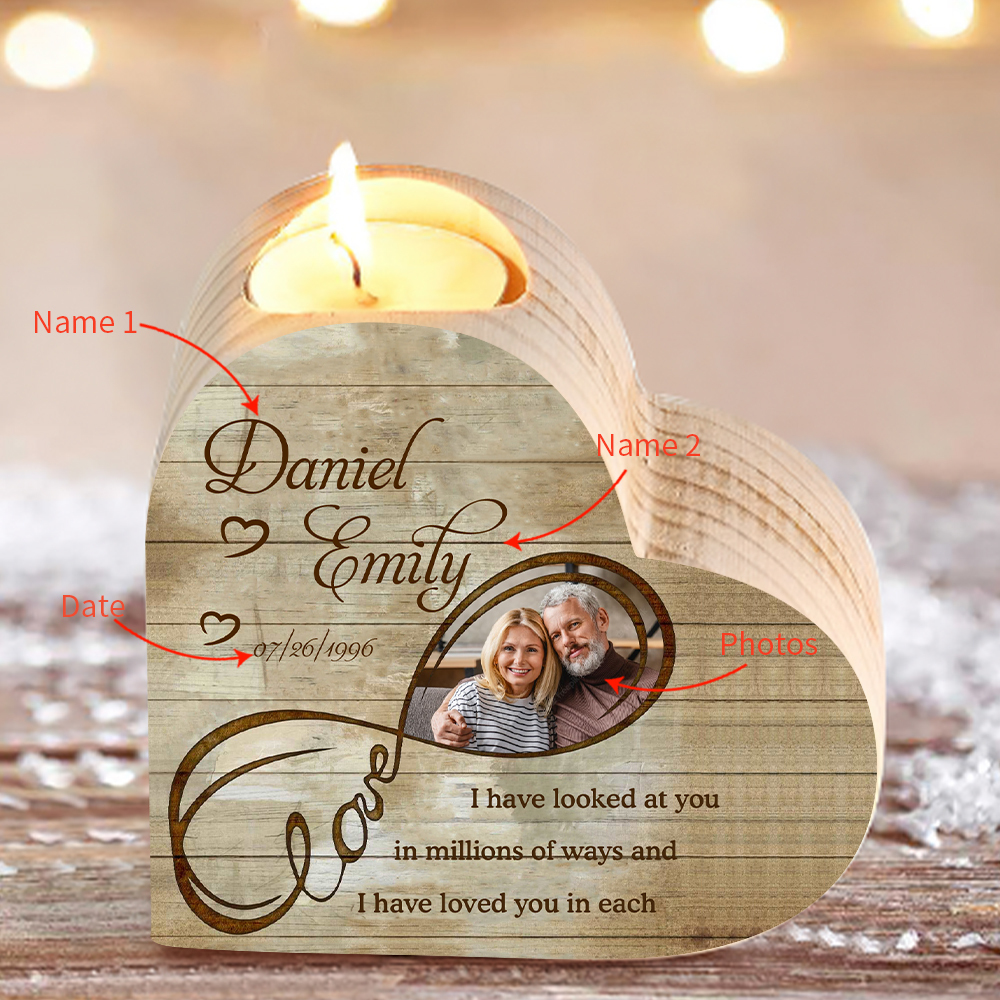 Personalised Infinity Love Couple Heart Candle Holder Engrave Photo Candlesticks Valentines Gift-Jessemade AU
