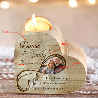 Personalised Infinity Love Couple Heart Candle Holder Engrave Photo Candlesticks Valentines Gift-Jessemade AU