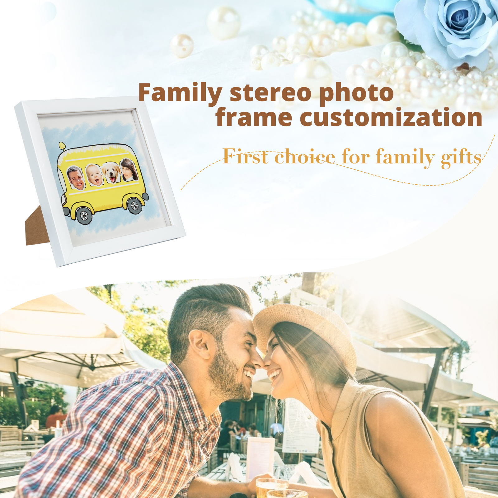 Personalised Funny Bus Family Stereo Photo Frame With Dog-Jessemade AU