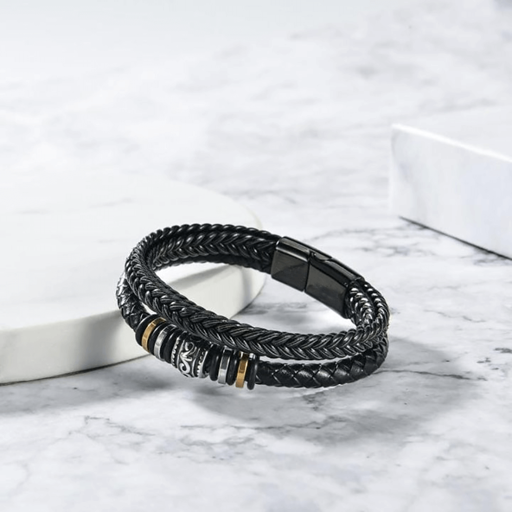 To My Grandson Braided Leather Bracelet "I Can Promise To Love You"Inspirational Gifts For Grandson
