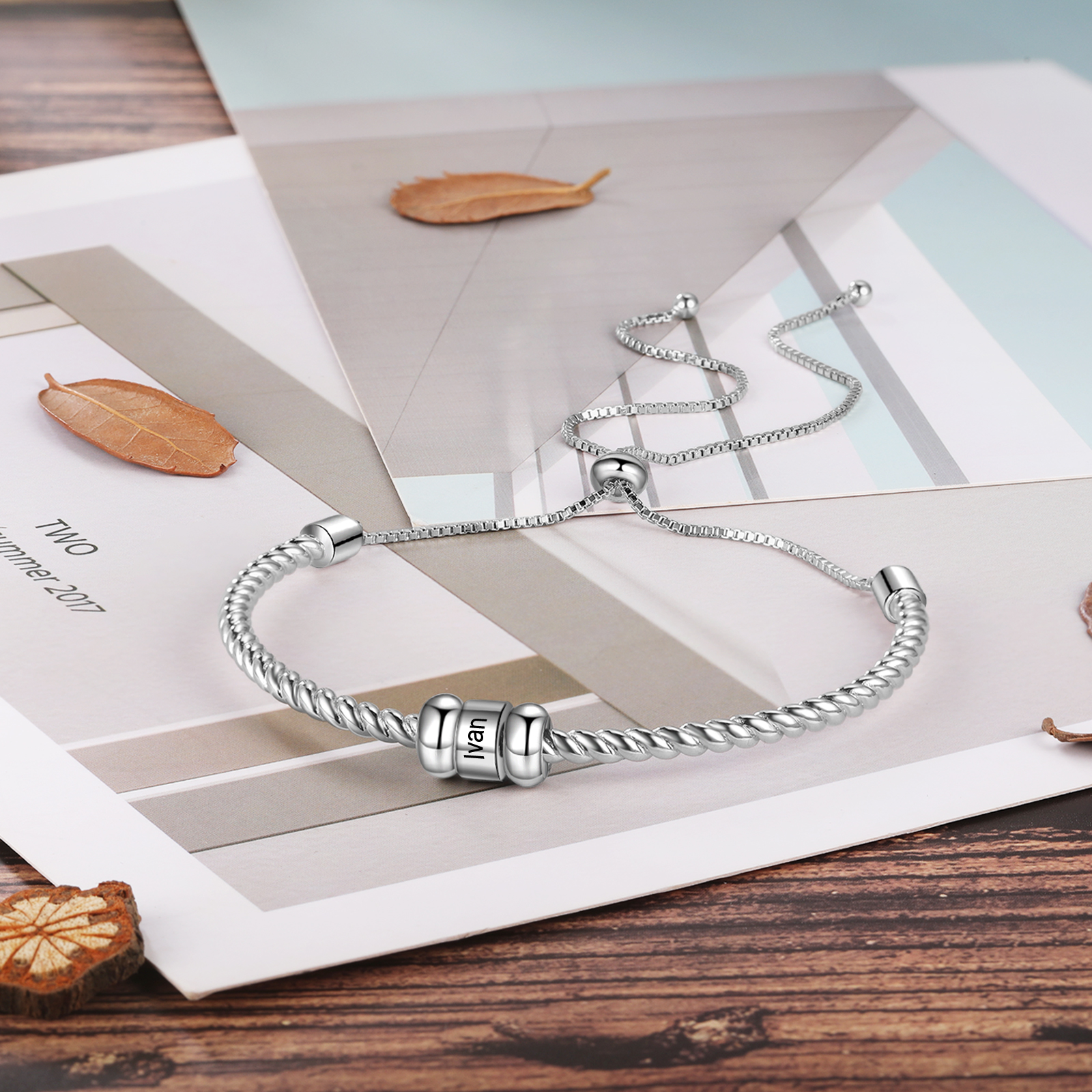 Personalised 1 Name Women's Bracelet With Beads-Jessemade AU