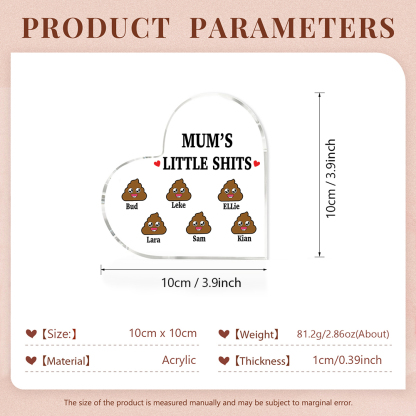 6 Names - Personalised Acrylic Heart Keepsake Custom Name Ornaments Mother's Day Funny Gifts for Mum-Jessemade AU