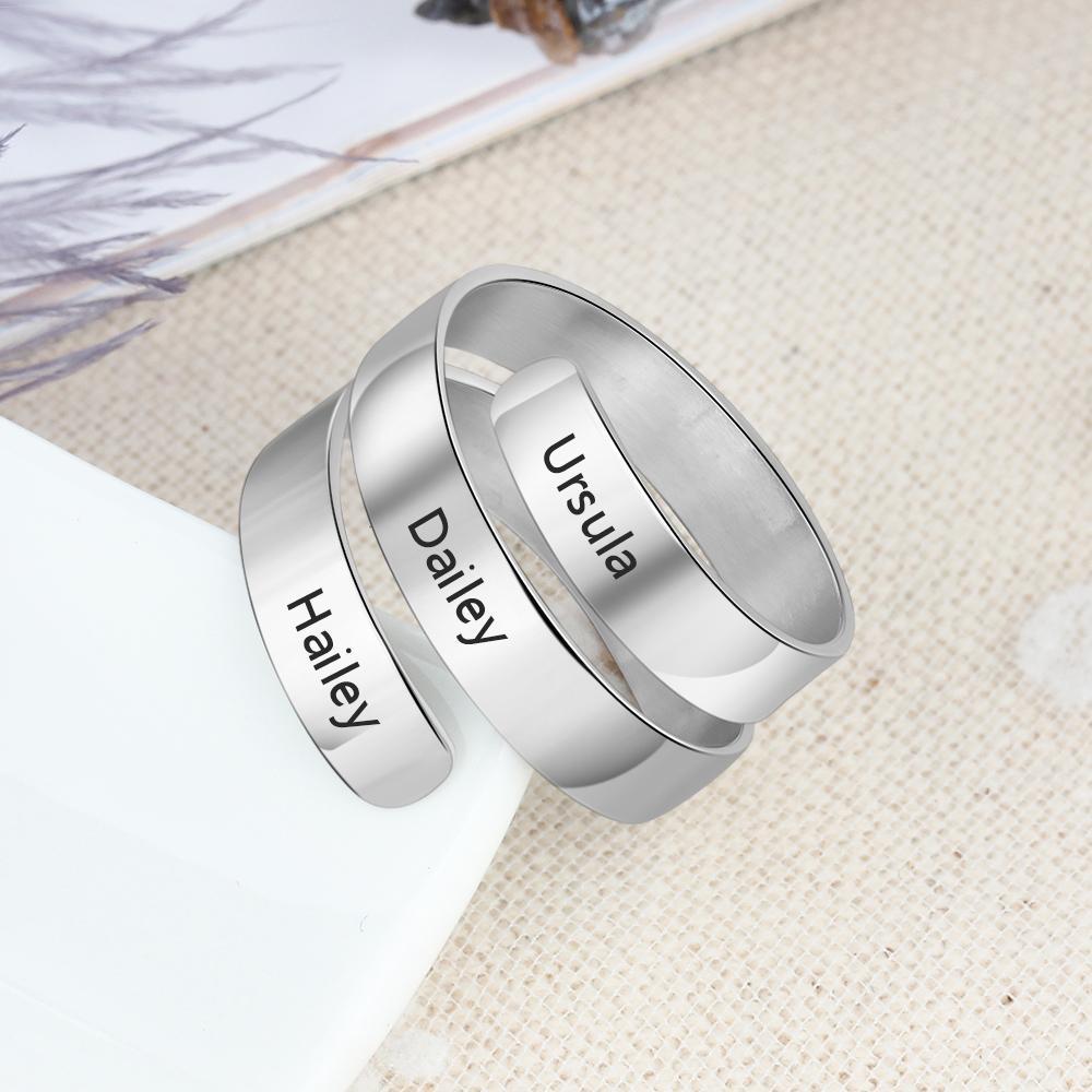 Personalised Ring for 3 Best Friend Engraved Name Wrap Ring-Jessemade AU