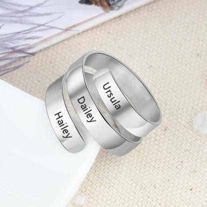Personalised Ring for 3 Best Friend Engraved Name Wrap Ring-Jessemade AU