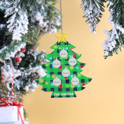 6 Names - Personalised Acrylic Christmas Tree Ornaments Customised Text & Name Xmas Pendant Gifts for Family Friends-Jessemade AU