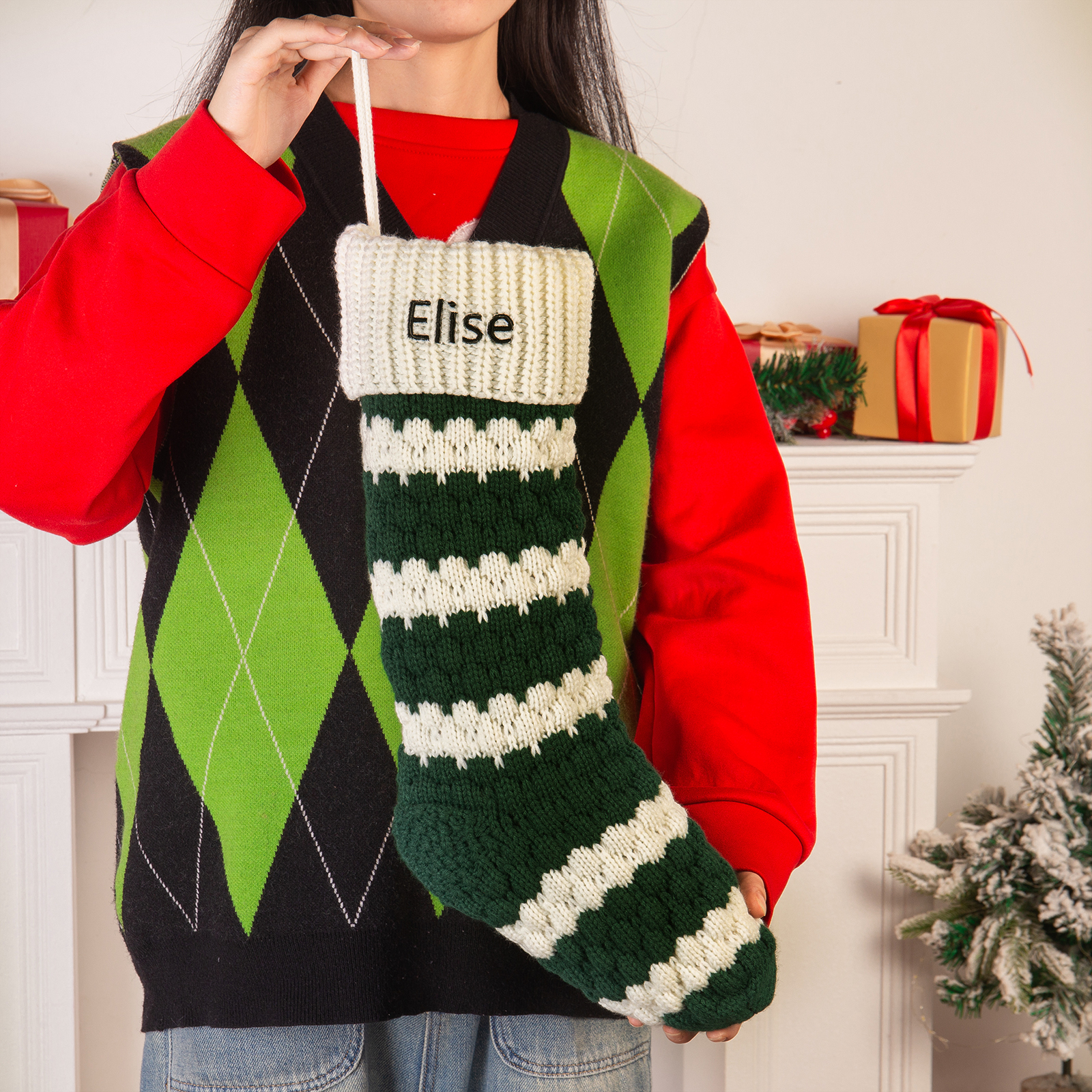 Customised 1 Name Christmas Stockings Ornaments Personalised Christmas Gifts for Family Friends-Jessemade AU