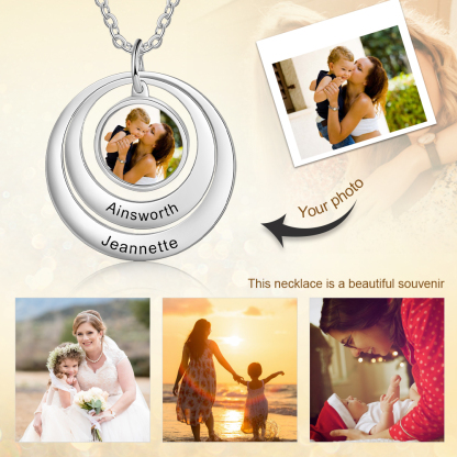 Personalised Family Circles Necklace Engraved 2 Names Photo Necklace Gifts for Her-Jessemade AU