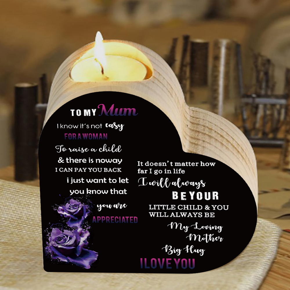 To My Mum-Wooden Heart Candle Holder Flower Candlesticks "no way I can pay you back" Gifts For Mother-Jessemade AU