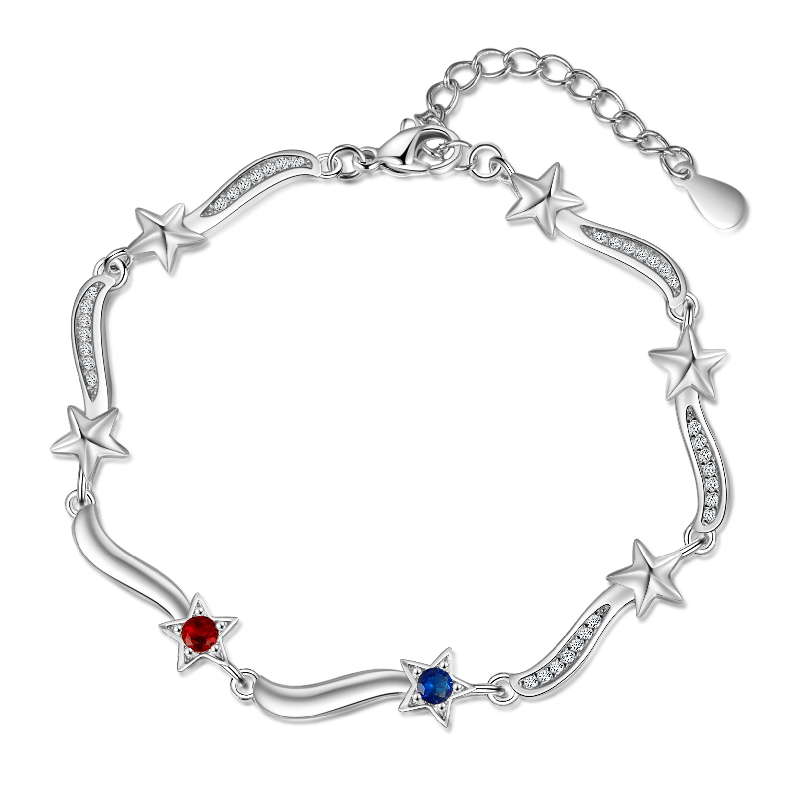 Personalised Star Bracelet With 2 Birthstones Custom Names Bracelet Gift For Women-Jessemade AU