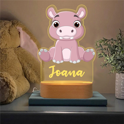 Custom Pink Cow Night Light with Name LED Lamp Gifts For Kids-Jessemade AU