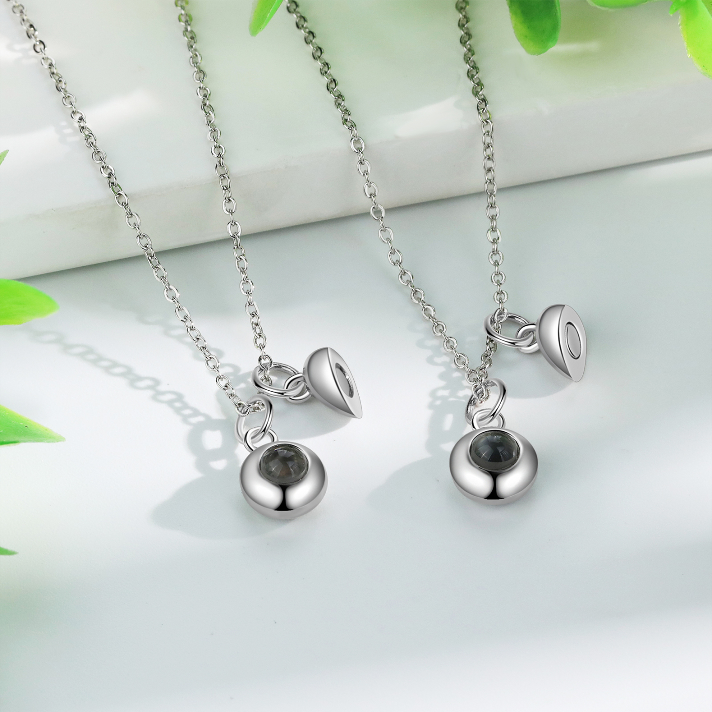 Personalised Photo Projection Necklace Magnetic Necklace Set Gift for Couples-Jessemade AU