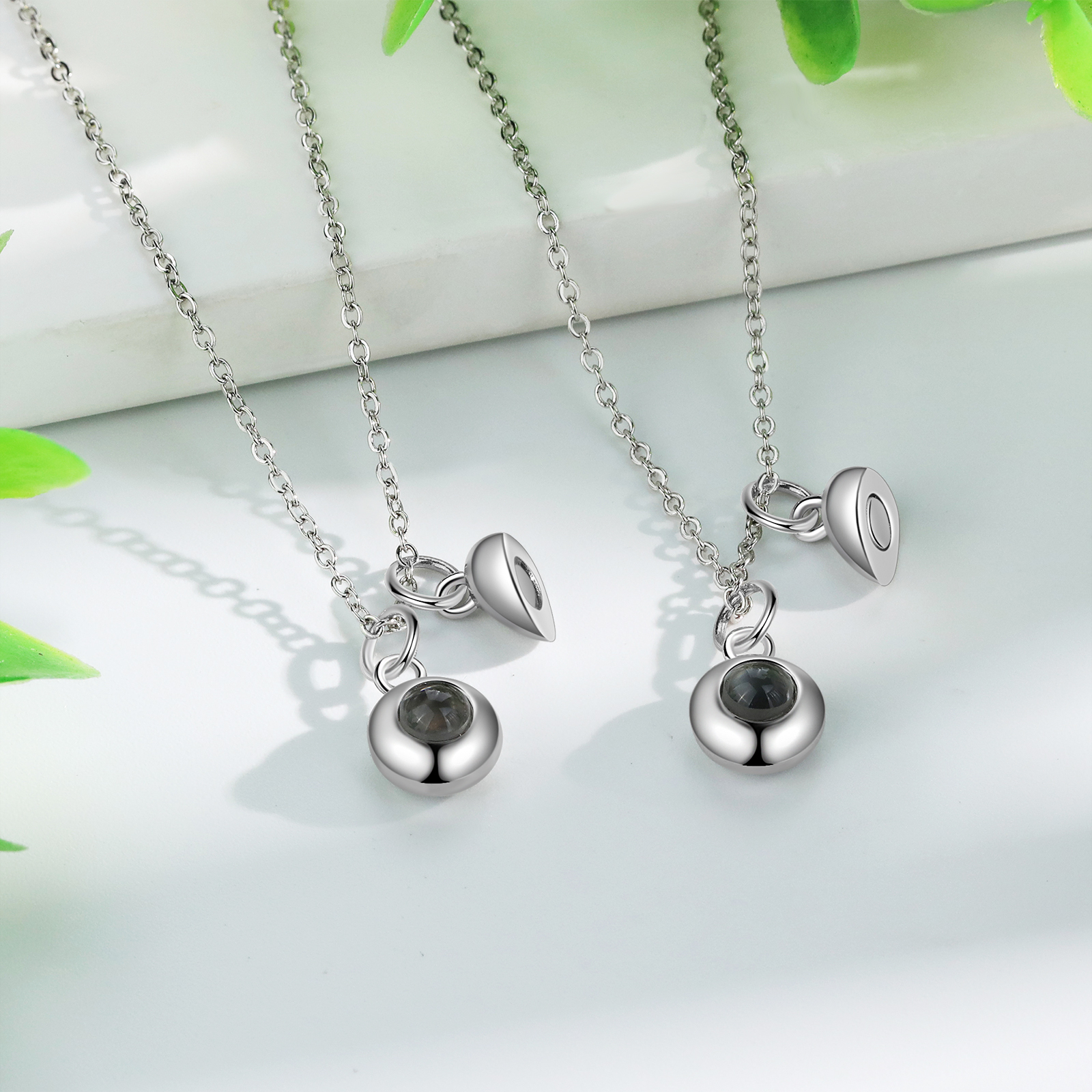 Personalised Photo Projection Necklace Magnetic Necklace Set Gift for Couples-Jessemade AU