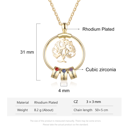 Personalised Family Necklace and Leather Bracelet Set with 3 Birthstones 3 Names Christmas Gift for Loved Ones-Jessemade AU