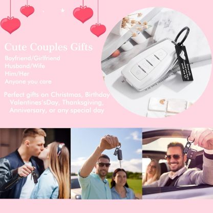 Matching Keychain Bracelet Set Heart Keychain Adjustable Bracelet with Message Card Gifts for Couple - Drive Safe I Need You Here With Me-Jessemade AU