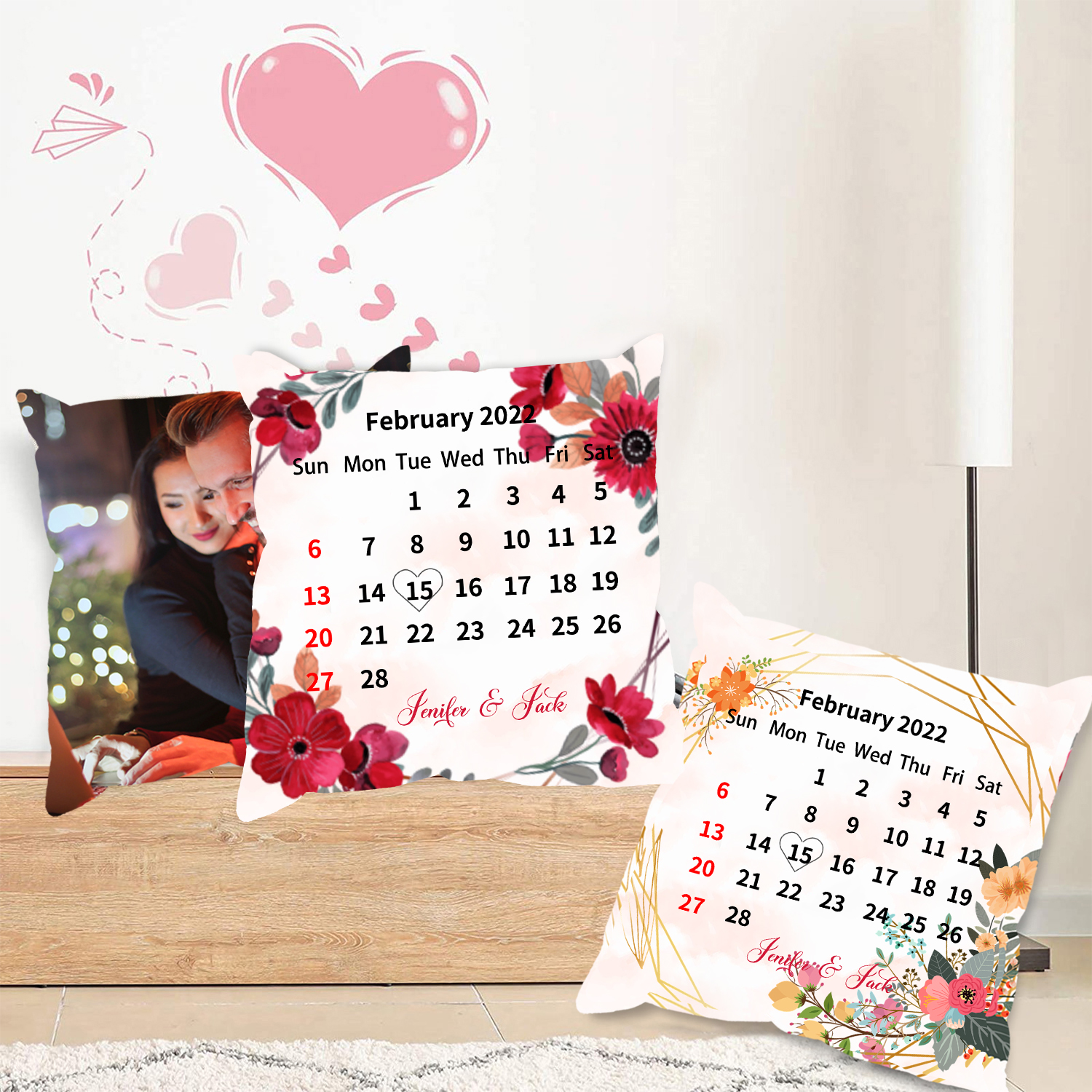 2 pcs Personalised Couple Pillow Case Engrave Photo Pillow Cover Sweet Gift For Her Him-Jessemade AU