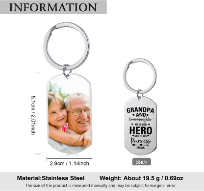 Personalised Photo and Name Keychain Granddaughter and Grandpa Keychain Grandparents' Day Gift-Jessemade AU