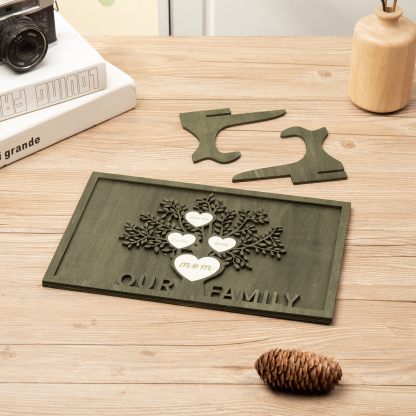 Family Tree Wood Frame Personalised Family Tree Sign Custom 4 Names Plaque-Jessemade AU