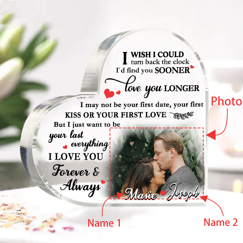 Couple Acrylic Heart Keepsake Custom 2 Names & Photo Ornament Valentine's Day Gift -  I Just Want To Be Your Last Everything -Jessemade AU