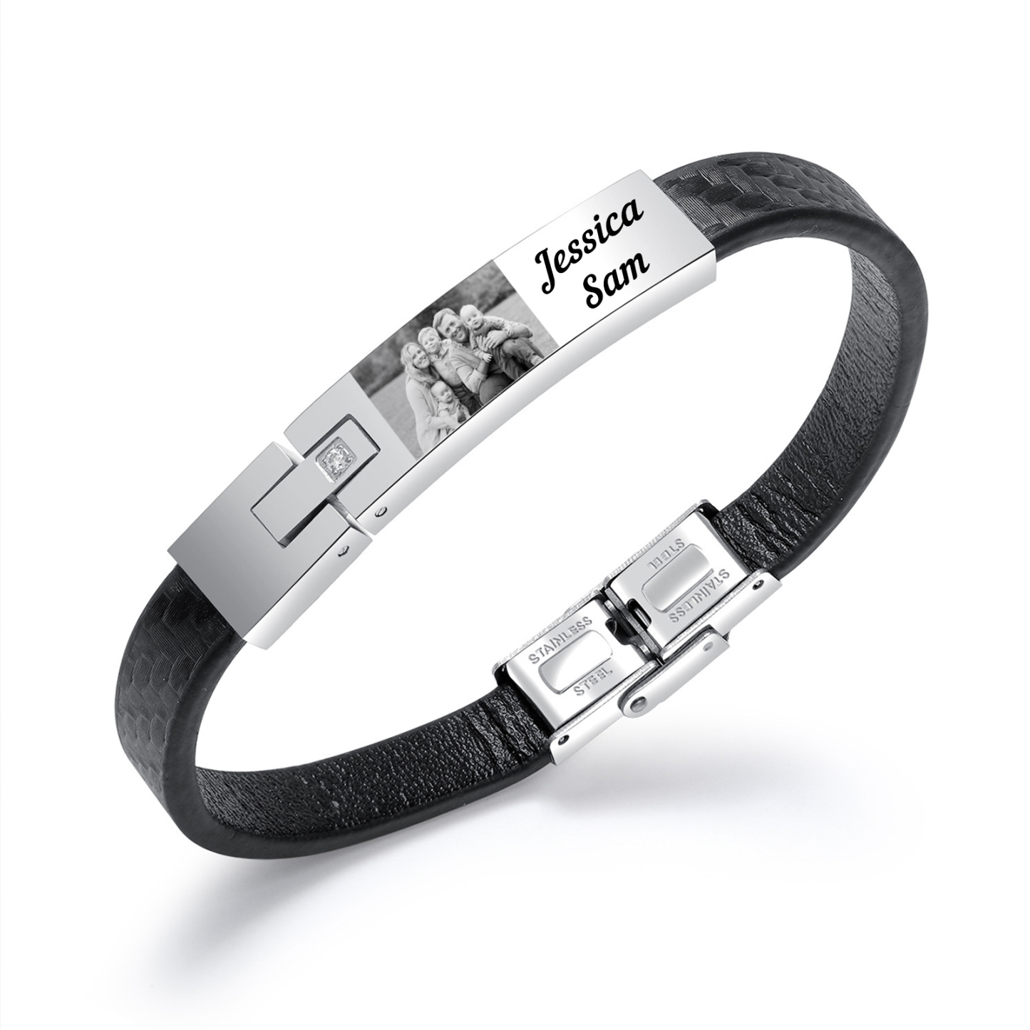 Personalised Photo Bracelet Custom Leather Men's Bracelet Bangle Gifts For Him-Jessemade AU