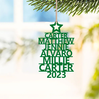 6 Names - Personalised Christmas Tree Ornaments Customised Name Xmas Wooden Decor Gifts for Family Friends-Jessemade AU