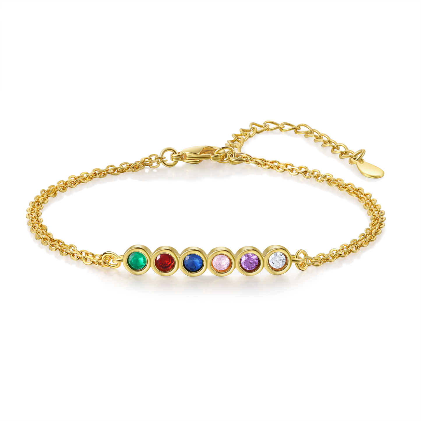 Personalised Bracelet Custom 6 Birthstones Adjustable Bracelet Gifts for Ladies Girls-Jessemade AU