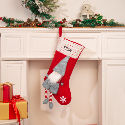 Custom 1 Name Christmas Stocking Ornament Christmas Gift Bags Santa Claus Stocking Gifts for Family Friends-Jessemade AU