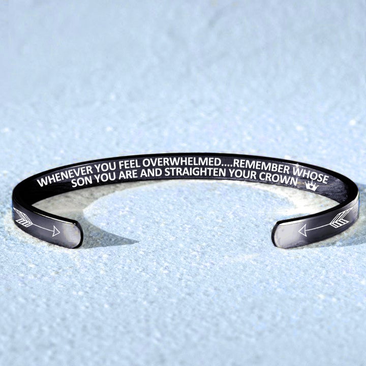 To My Son, Whenever you feel overwhelmed, Cuff Bangle Bracelet Gifts For Him-Jessemade AU