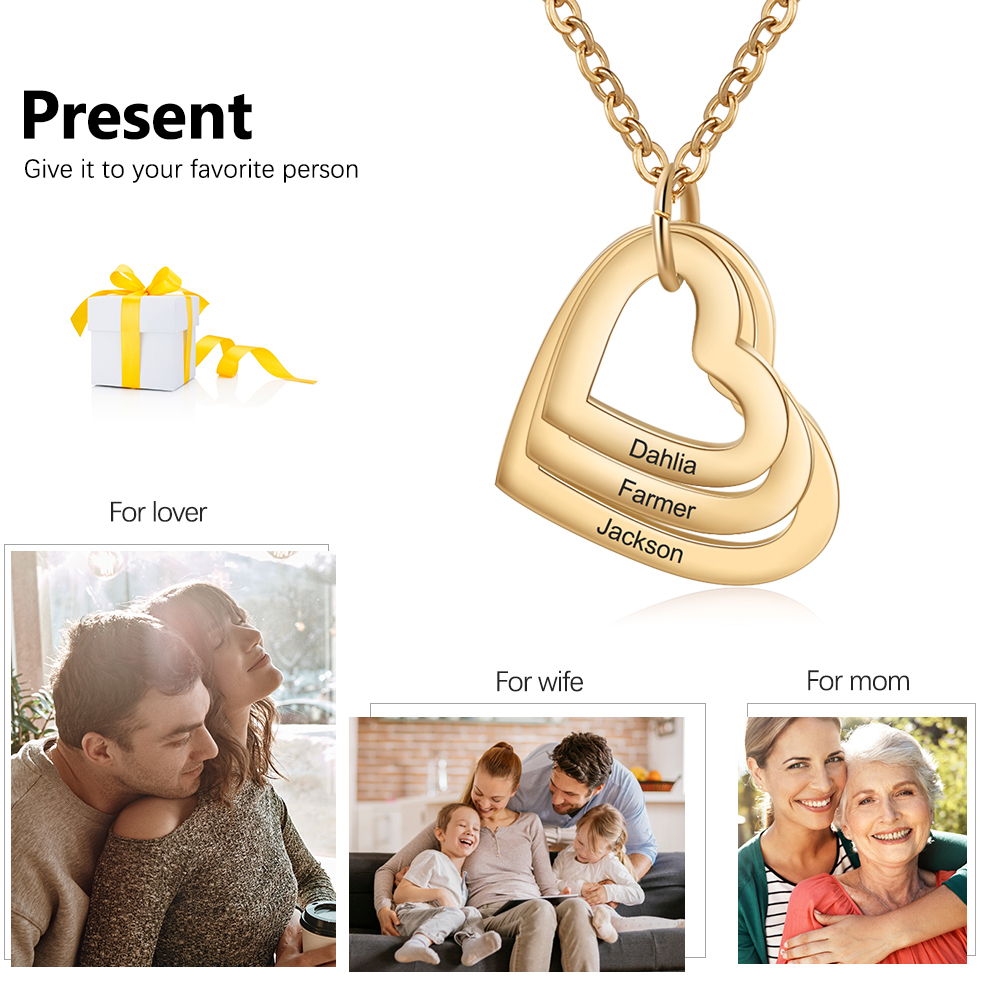 3 Hearts Customised Necklace-Jessemade AU