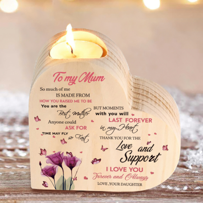 To My Mum-Wooden Heart Candle Holder Flower Candlesticks "Thank you for the love and support" Gifts For Mother-Jessemade AU